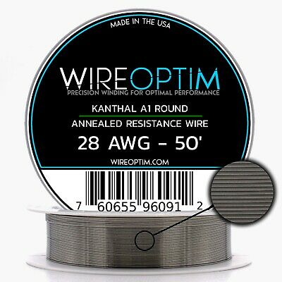 28 Gauge Awg Kanthal A1 Wire 50' Length - Ka1 Wire 28g Ga 0.32 Mm 50 Ft